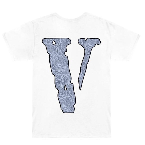 Pop Smoke x Vlone The Woo T-Shirt White Blue Rose Graphic Tee Size XL Rare - Picture 2 of 5